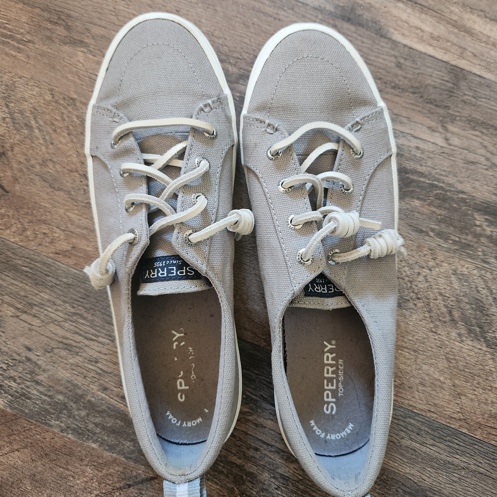 Sperry Women's Light Gray Canvas Sneakers